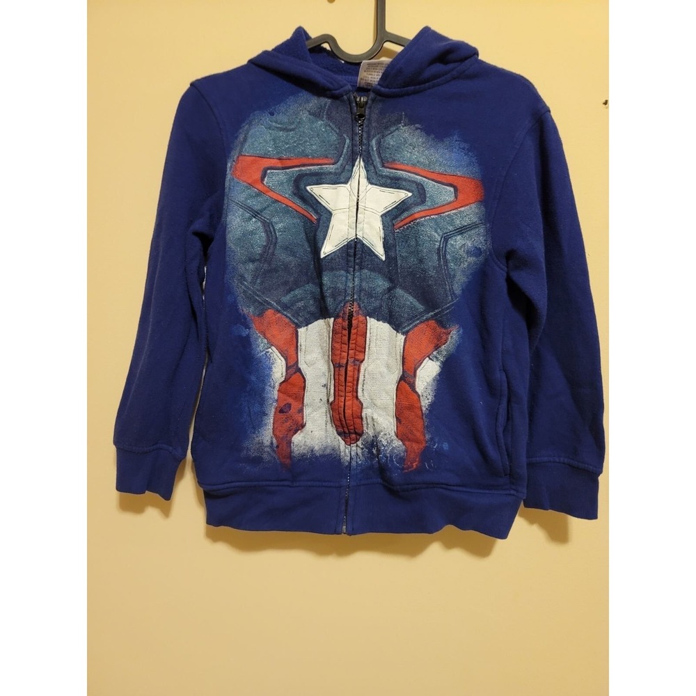 MARVEL Children's jacket with a hood of blue color with a pattern size M